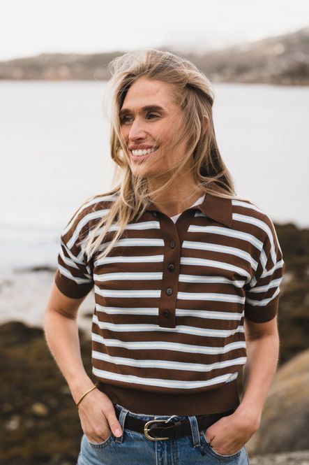 Hovedbilde Emira Knit Polo Top Dark Brown 