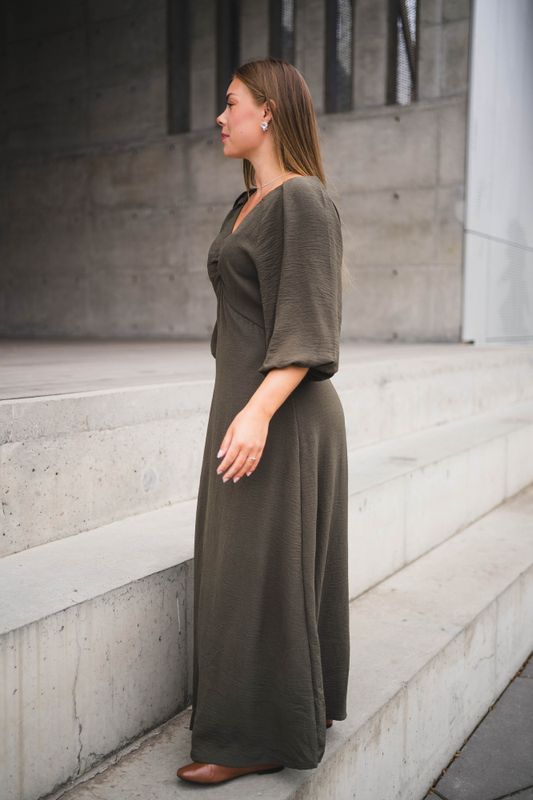 Meriel Structure Solid Dress Army 