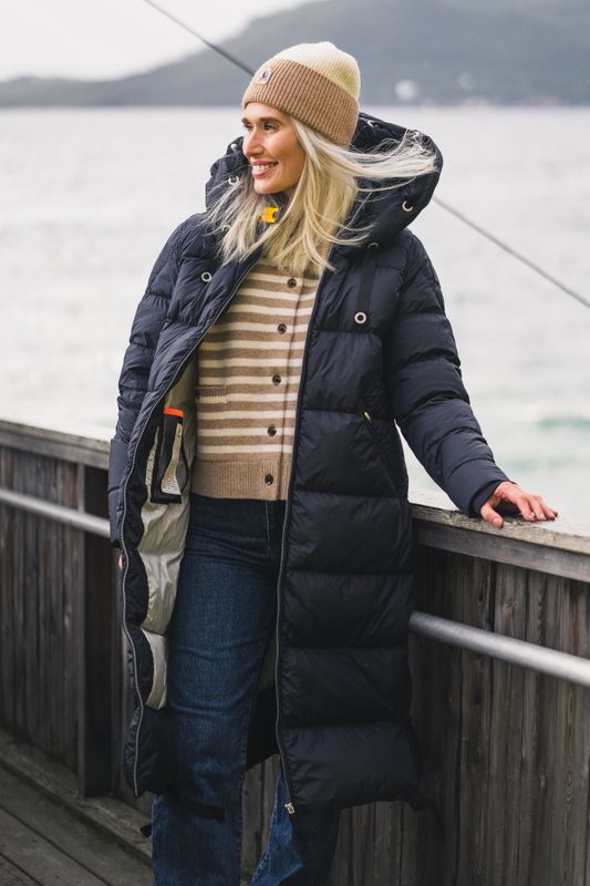 Panda Hooded Down Coat Blue Navy 