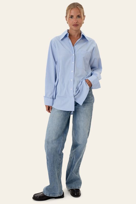 Isabellaic Shirt Blue White Stripes 