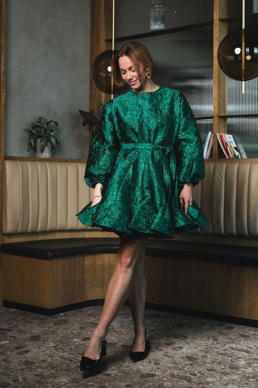 Poppi Metallic Dress Green 