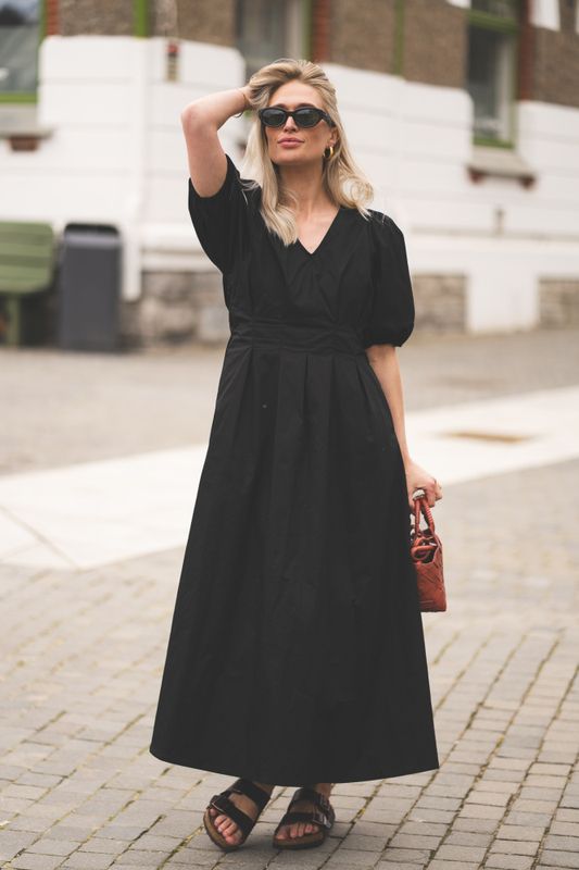 Poppy Pleat Dress Black 