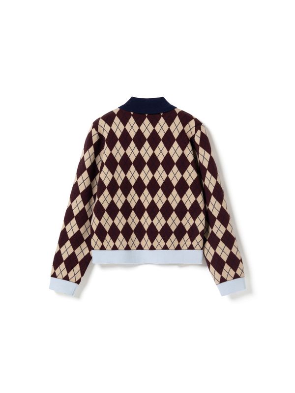 Makayla Knit Diya Burgundy Check
