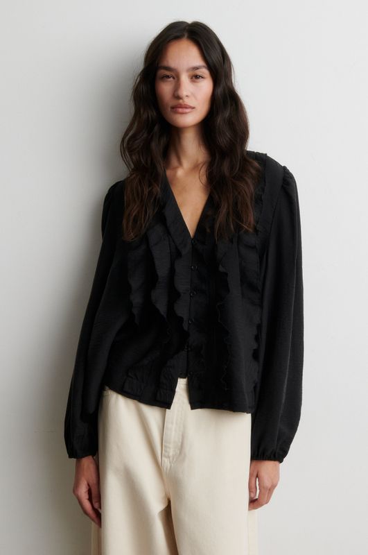 Rayna Frill Blouse Black 