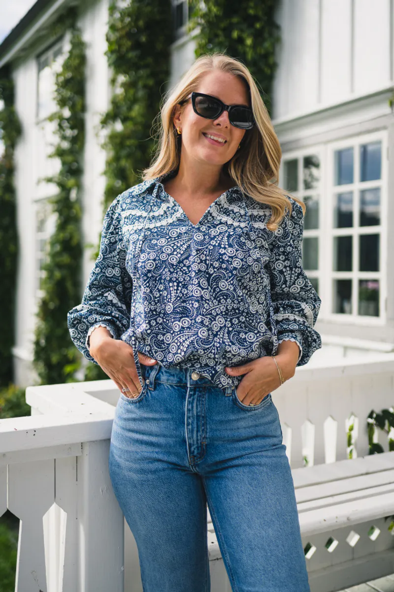 Pera LS Top Navy Blazer Pera Print 