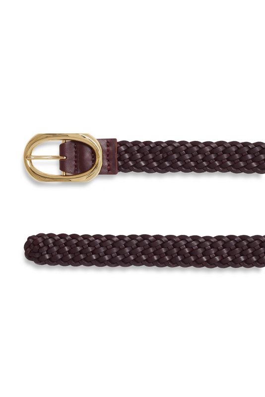 Signature Link Belt Braided Fig Burgundy 