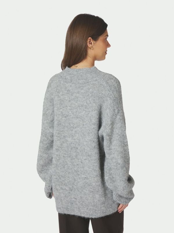 Melli Fluffy Knit Blouse Grey Melange 