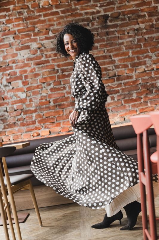 Striped Organza Maxi Skirt Dots 