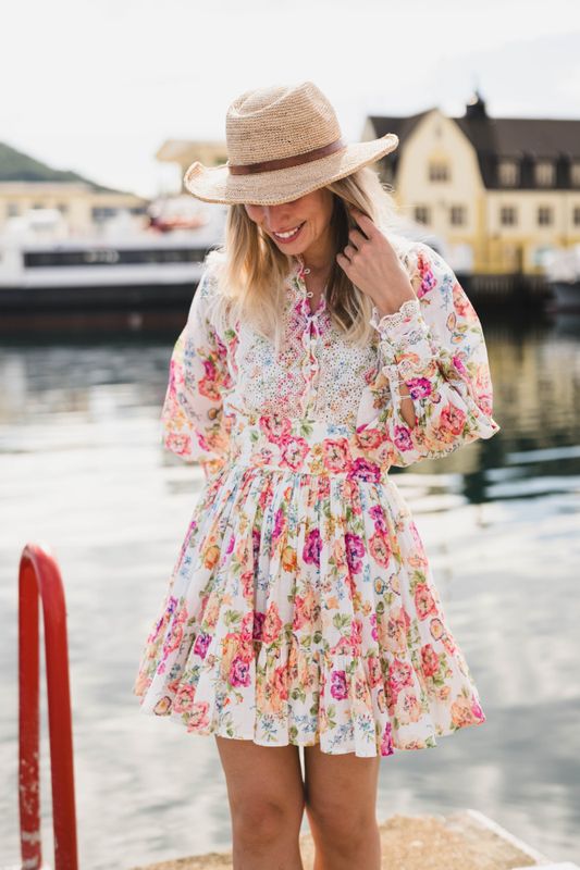 Cotton Slub Mini Dress Flora 