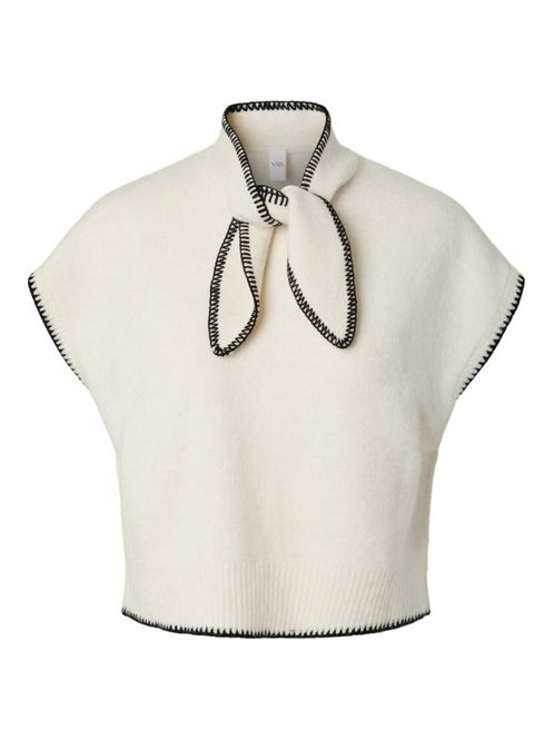 Hovedbilde Telo SS Scarf Knit Top Pristine Black Stitch 