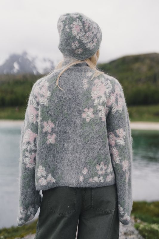 Tine Floral Cardigan Grey Mix 