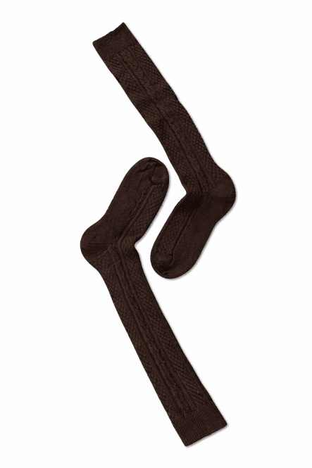 Hovedbilde Note Wool Cable Knee High Dark Brown 