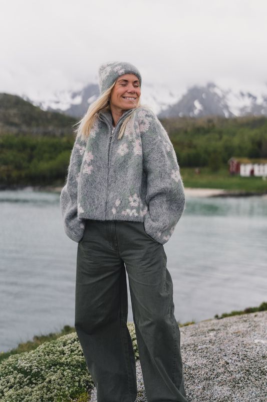 Tine Floral Cardigan Grey Mix 