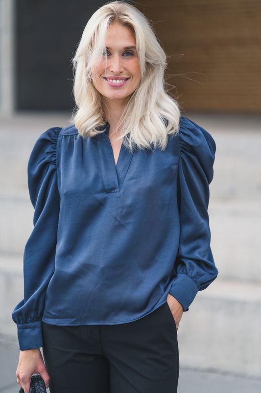 Rosslyn Heavy Sateen Blouse Midnight Blue 