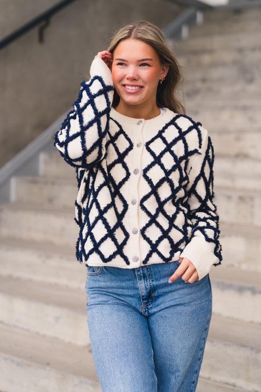 Zigly LS Knit Cardigan Birch Navy Blazer 