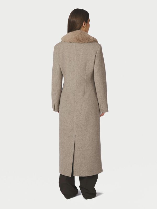 Corina Herringbone Twill Coat Beige Melange 