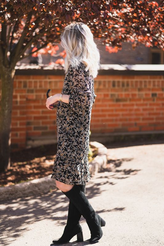 Elkas Dress Black Flower Bouquet Print