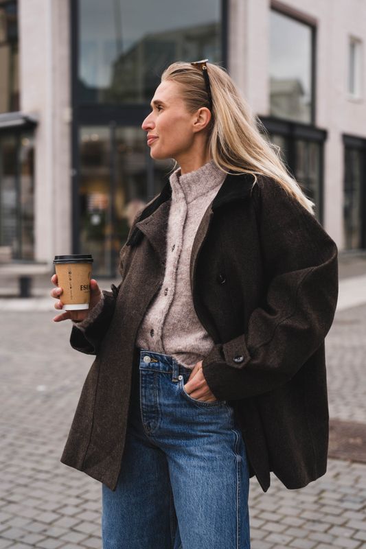 Mariel Mini Check Jacket Brown 
