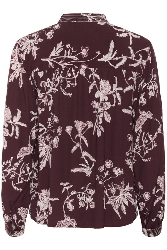 Shiroma Blouse Tawny Port Botanical Print