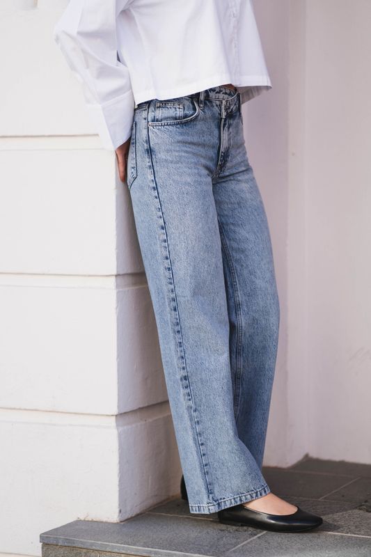 Ruthie Asym Wide Jeans Denim Blue 