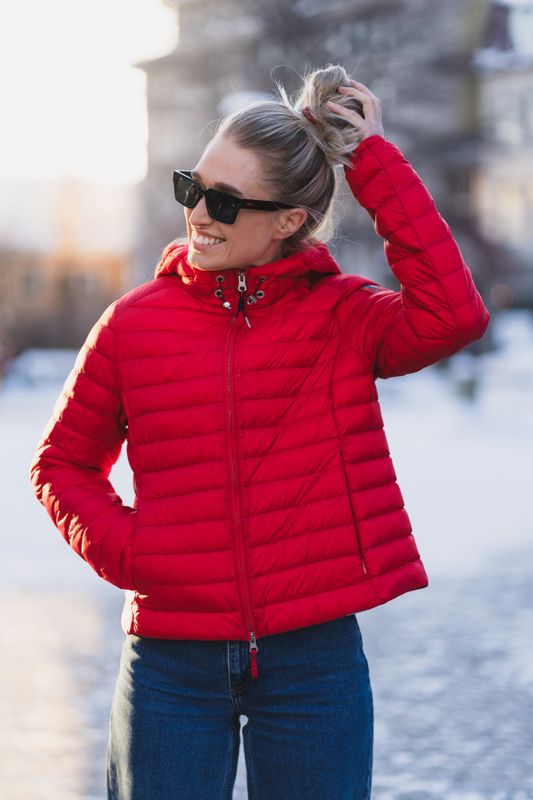 Rory Hooded Down Jacket Cherry Red 