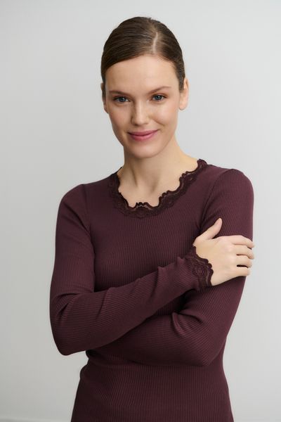 Hovedbilde Babette LS Regular Lace T-Shirt Fudge 