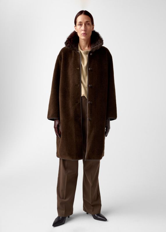 Elda Lam Fur Coat Espresso 