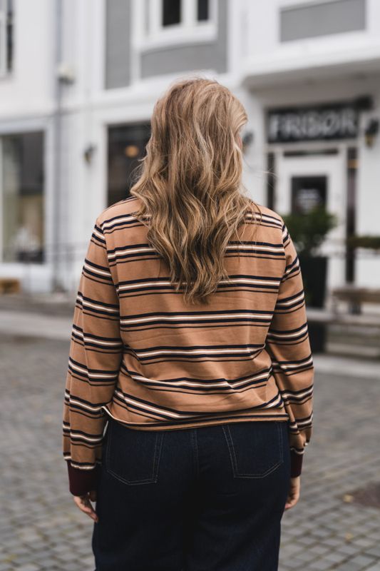 Grit Pique Sweater Camel Stripe