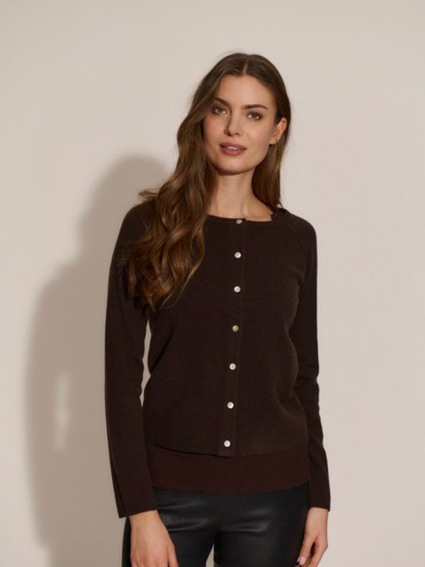 Laica Cashmere LS O-Neck Raglan Cardigan Mole 
