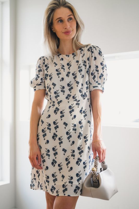 Allegra Dress Cream Hortensia Print 