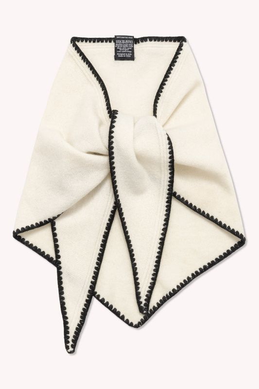 Mina Stitched Merino Scarf Eggshell 