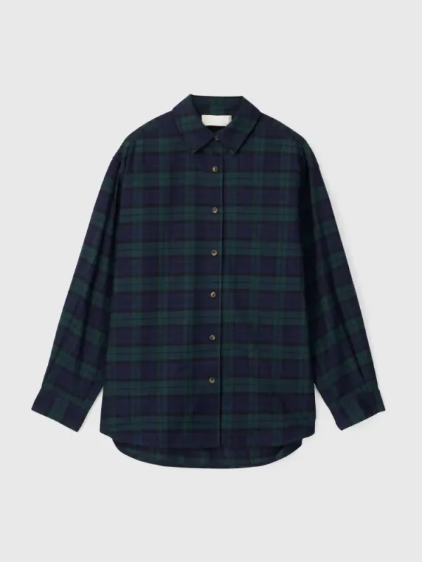 Flannel Workwear Shirt Green Navy Check 