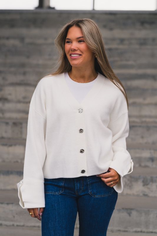 Atari Rib Cardigan Offwhite 