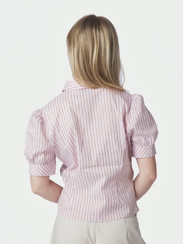 Frannie Structure Stripe Shirt Light Pink 