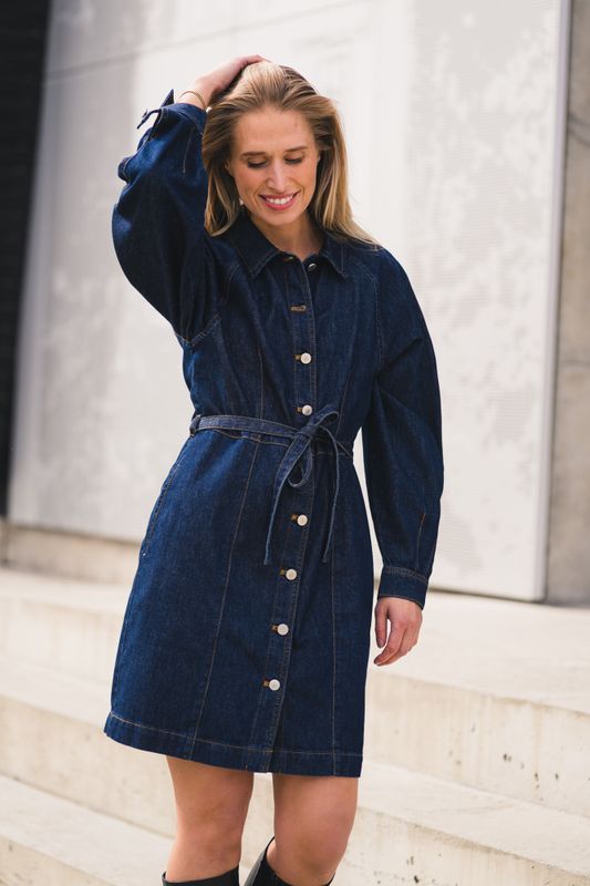 Sana Lis Denim Shirt Dress Dark Blue Wash 