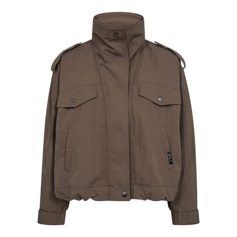 Alina Double Funnel Neck Jacket Brown 