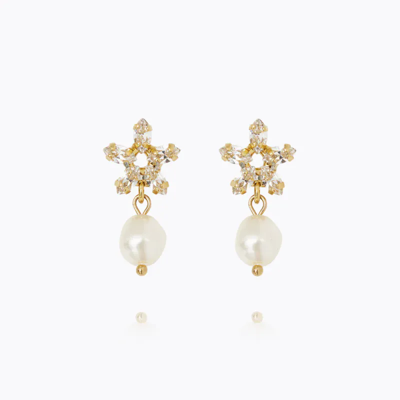 Emmy Earrings Gold Pearl/Crystal