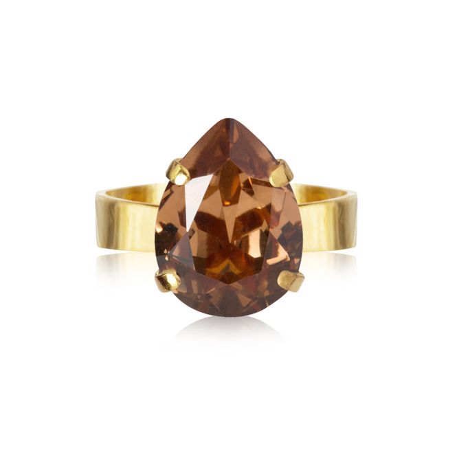 Hovedbilde Mini Drop Ring Gold Light Smoked Topaz 