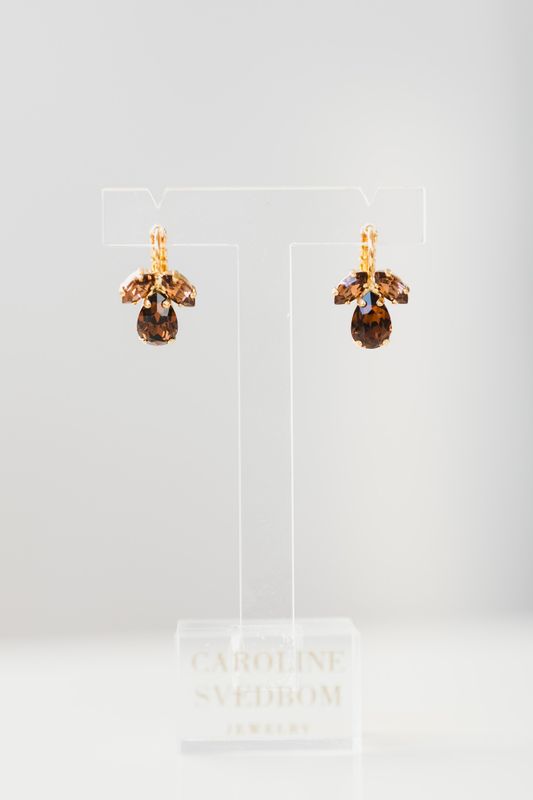 Petite Timo Earrings Gold Smoked Topaz Combo 