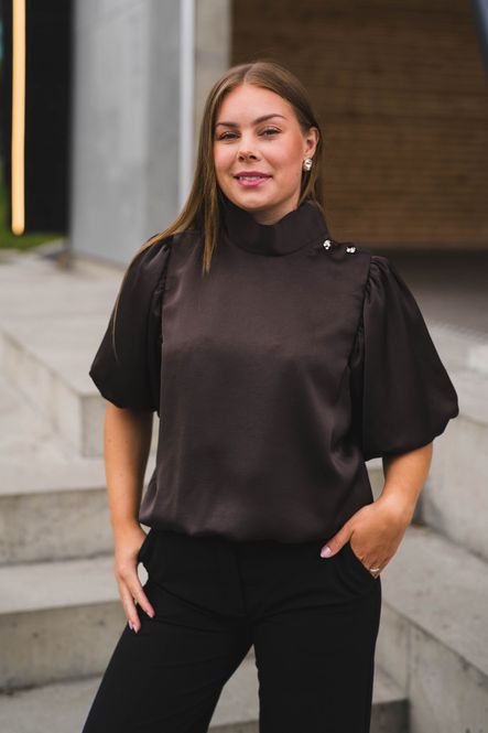 Hovedbilde Parisa Heavy Sateen Blouse Dark Brown 