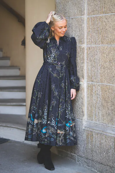 Hovedbilde Jacquard Midi Dress Blue Peacock