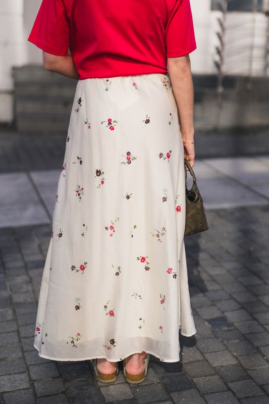 Faustina Skirt AOP Sand Flower 