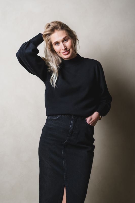 Fonny LS Knit Pullover Black 