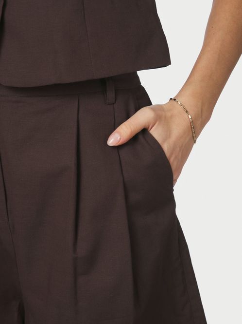 Hovedbilde Nika Linen Shorts Dark Brown 