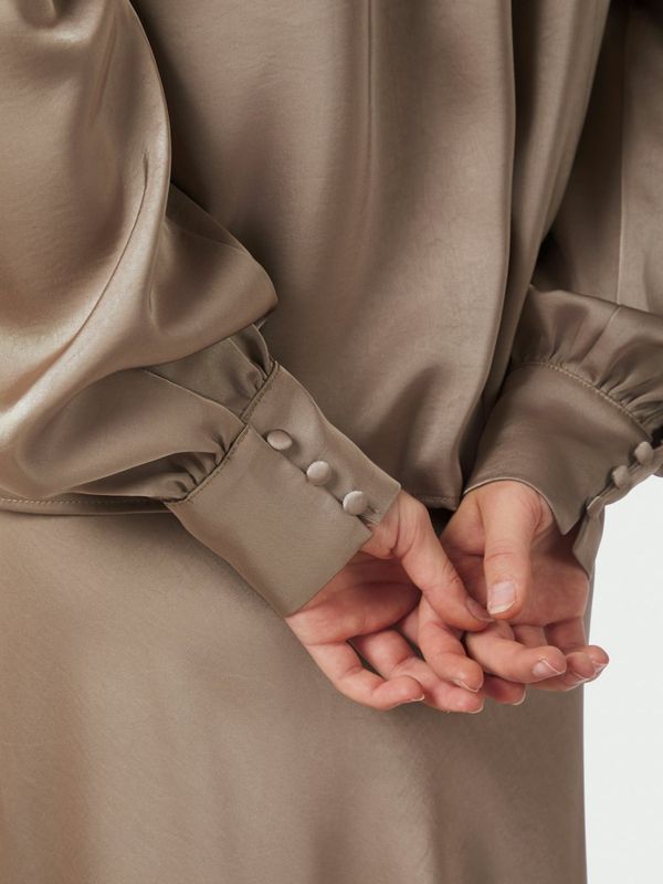 Rosslyn Heavy Sateen Blouse Dark Taupe 