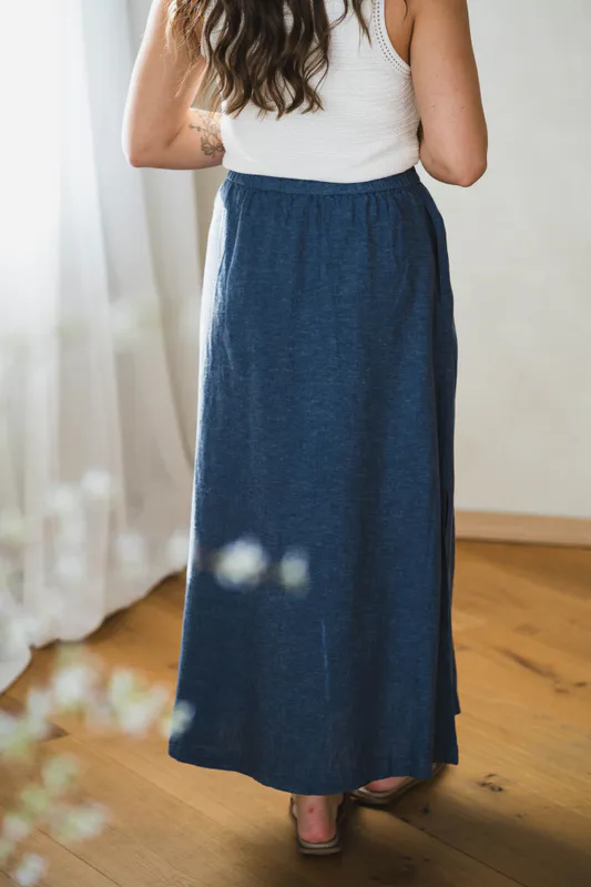 Pennie Ginia HW Skirt V Indigo Melange 