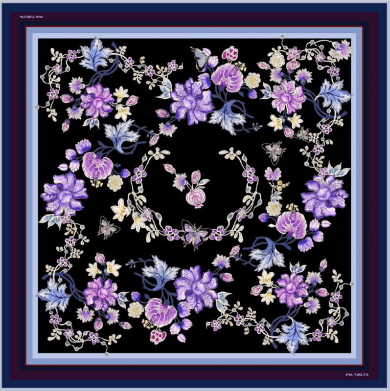Betty Violet Flower Black/Blue/Purple 