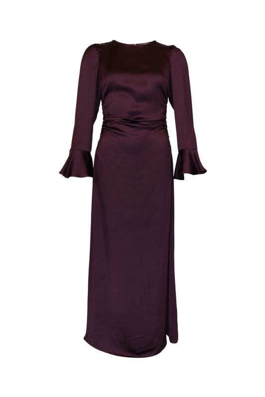 Satin Rouching Dress Burgundy 