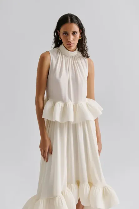 Hovedbilde Lune Halterneck Frilled Hem Blouse White    