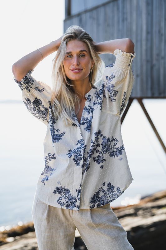 Almeras Shirt Blue Shadow Flower Print